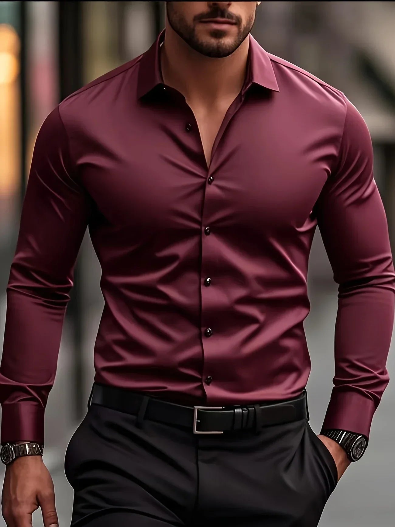 Chemise élégante à manches longues avec boutons