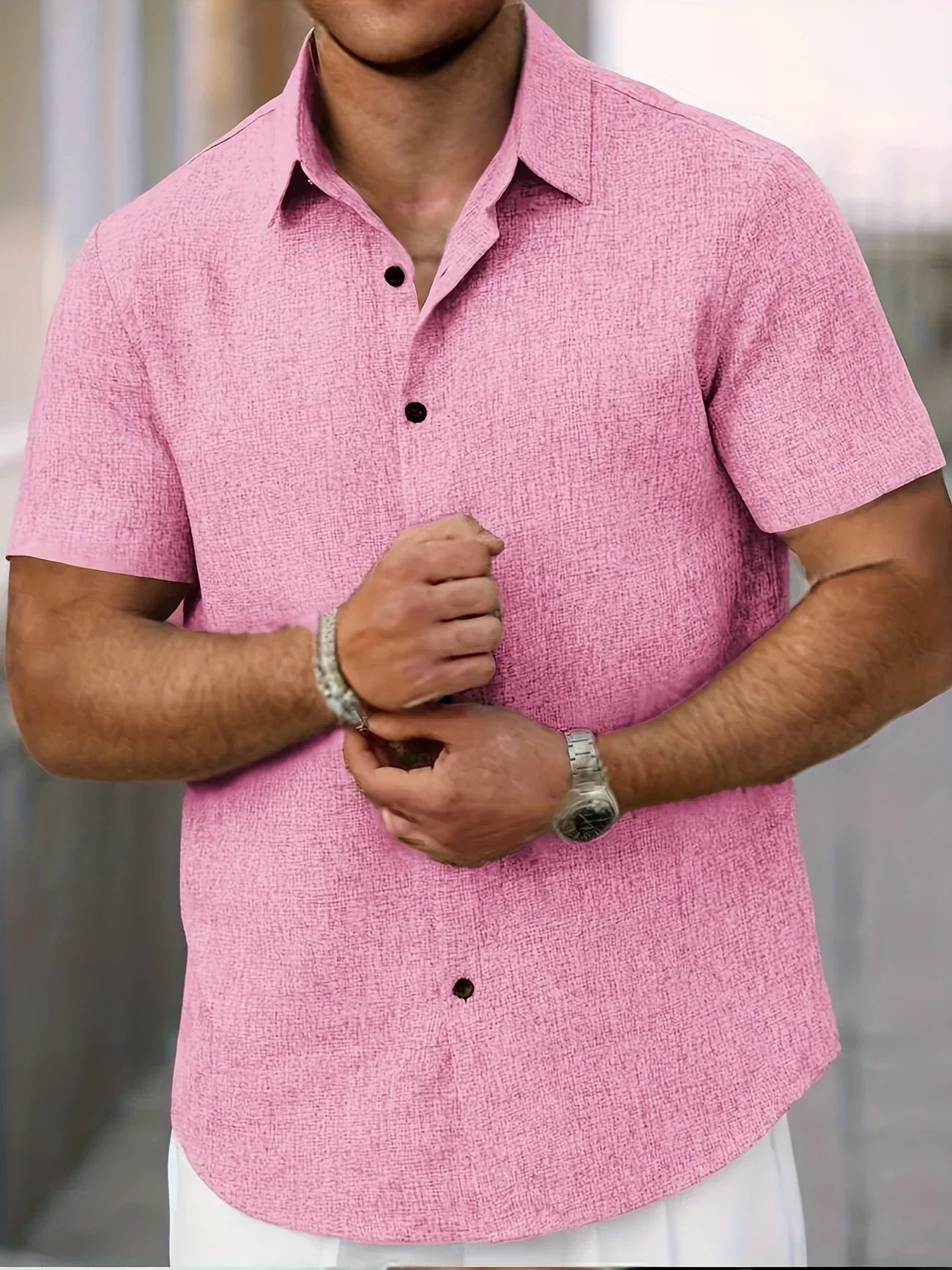 Chemise légère à manches courtes en mélange de lin