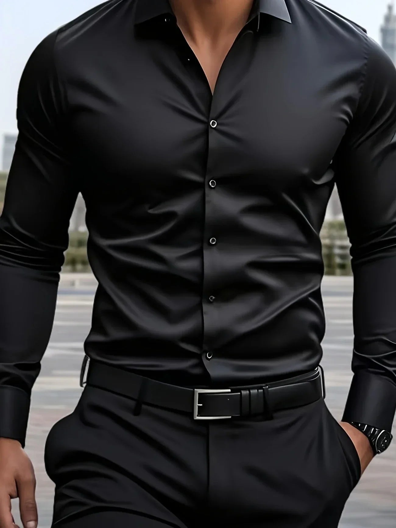 Chemise élégante à manches longues avec boutons