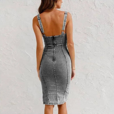Maison Eloanne | Robe Camisole Moulante en Denim